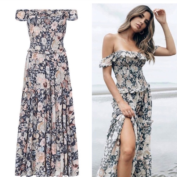 amethyst shirred sundress